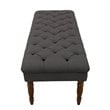 HomePop Layla Traditional Wood and Fabric Tufted Bench in Dark Charcoal Gray