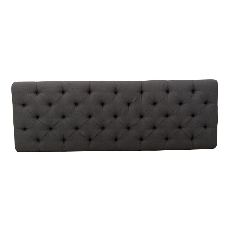 HomePop Layla Traditional Wood and Fabric Tufted Bench in Dark Charcoal Gray