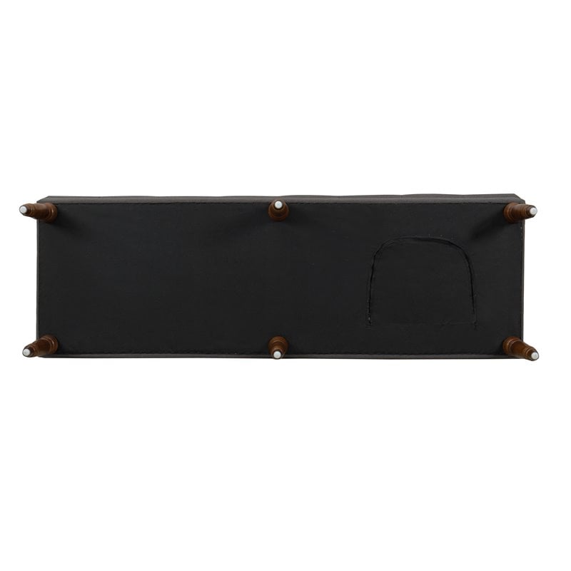 HomePop Layla Traditional Wood and Fabric Tufted Bench in Dark Charcoal Gray