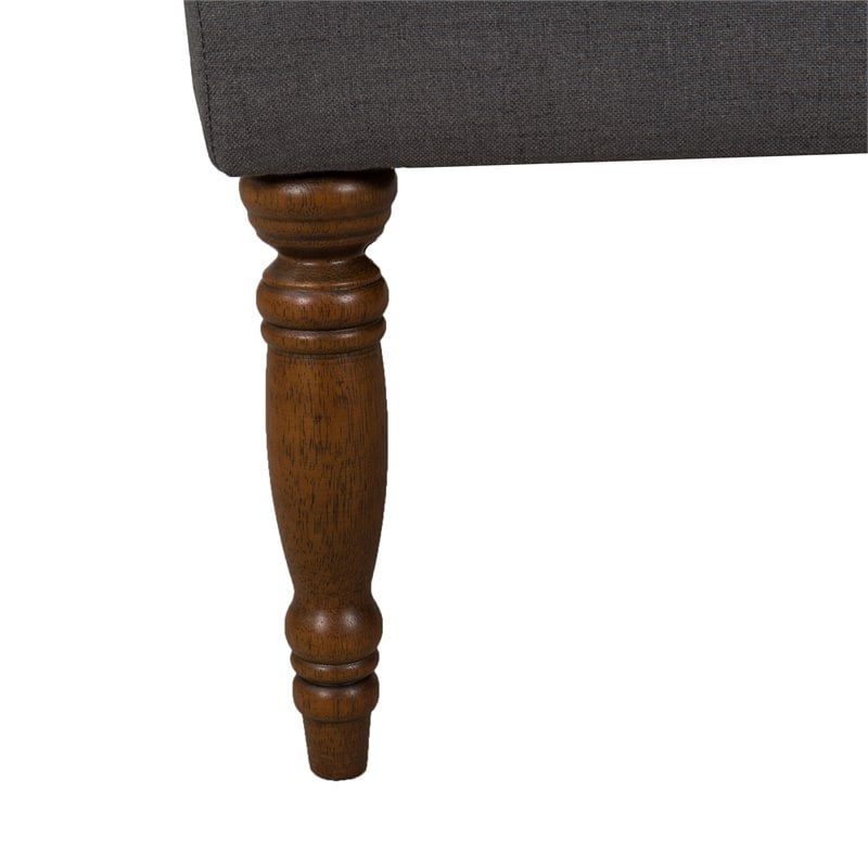 HomePop Layla Traditional Wood and Fabric Tufted Bench in Dark Charcoal Gray