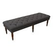 HomePop Layla Traditional Wood and Fabric Tufted Bench in Dark Charcoal Gray
