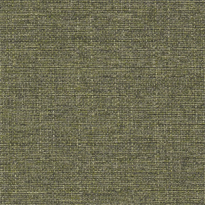 HomePop Round Transitional Wood and Fabric Storage Ottoman in Green Tweed