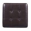 HomePop Square Transitional Wood and Faux Leather Storage Ottoman in Brown