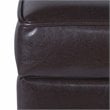 HomePop Square Transitional Wood and Faux Leather Storage Ottoman in Brown