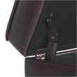 HomePop Square Transitional Wood and Faux Leather Storage Ottoman in Brown