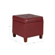 HomePop Square Transitional Faux Leather Storage Ottoman in Dark Red