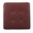HomePop Square Transitional Faux Leather Storage Ottoman in Dark Red