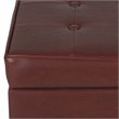 HomePop Square Transitional Faux Leather Storage Ottoman in Dark Red