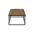 HomePop Draper Modern Faux Leather Large Ottoman with Button Tufting in Brown