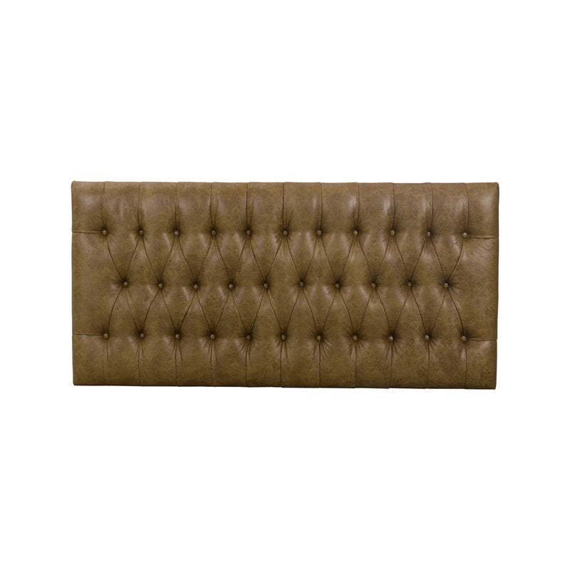 HomePop Draper Modern Faux Leather Large Ottoman with Button Tufting in Brown