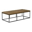 HomePop Draper Modern Faux Leather Large Ottoman with Button Tufting in Brown
