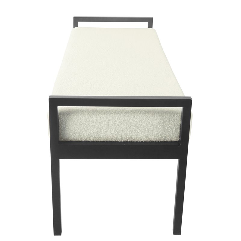 HomePop Sherpa Modern Metal and Fabric Bench in Cream Finish