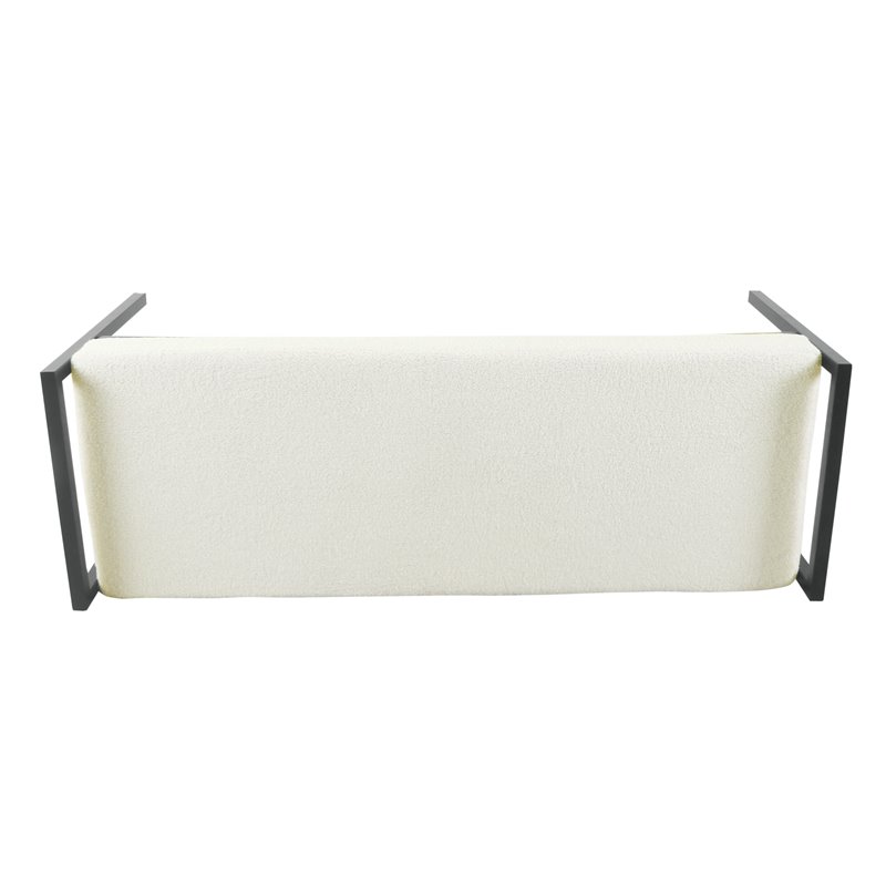 HomePop Sherpa Modern Metal and Fabric Bench in Cream Finish