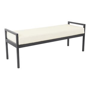 HomePop Sherpa Modern Metal and Fabric Bench in Cream Finish