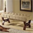 HomePop Carolina Wood and Fabric Tufted Bench with Nailhead Trim in Cream