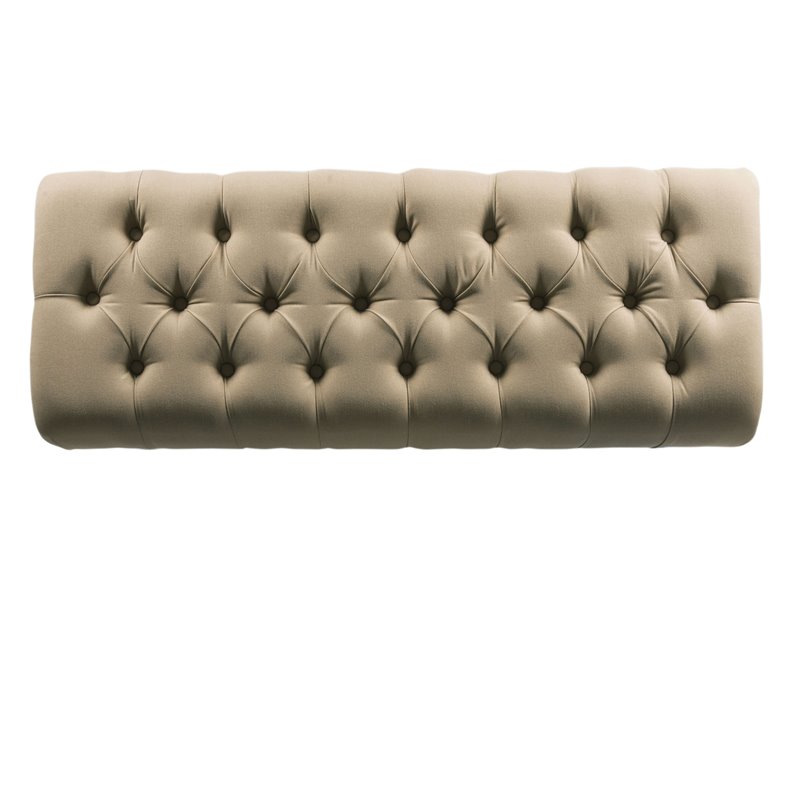 HomePop Carolina Wood and Fabric Tufted Bench with Nailhead Trim in Cream