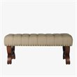 HomePop Carolina Wood and Fabric Tufted Bench with Nailhead Trim in Cream