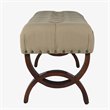 HomePop Carolina Wood and Fabric Tufted Bench with Nailhead Trim in Cream