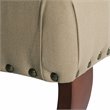 HomePop Carolina Wood and Fabric Tufted Bench with Nailhead Trim in Cream