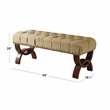 HomePop Carolina Wood and Fabric Tufted Bench with Nailhead Trim in Cream
