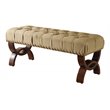 HomePop Carolina Wood and Fabric Tufted Bench with Nailhead Trim in Cream