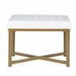 HomePop Modern Style Metal Bench with Velvet Seat in White Finish