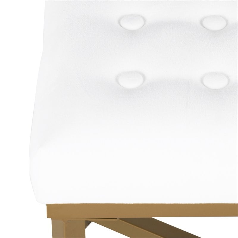 HomePop Modern Style Metal Bench with Velvet Seat in White Finish