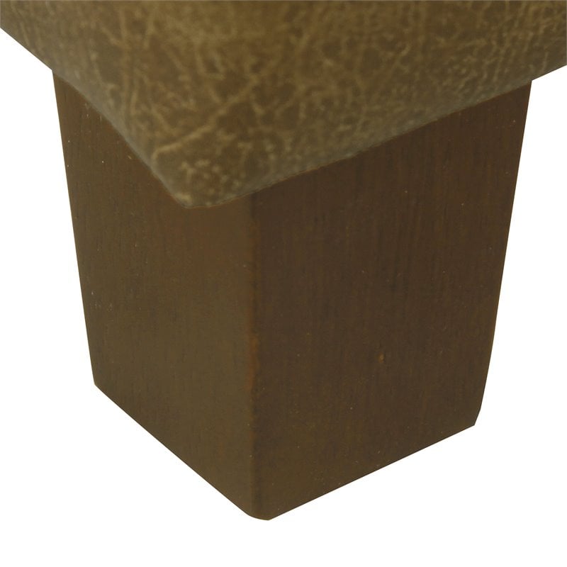 HomePop Transitional Wood and Faux Leather Storage Ottoman in Distressed Brown