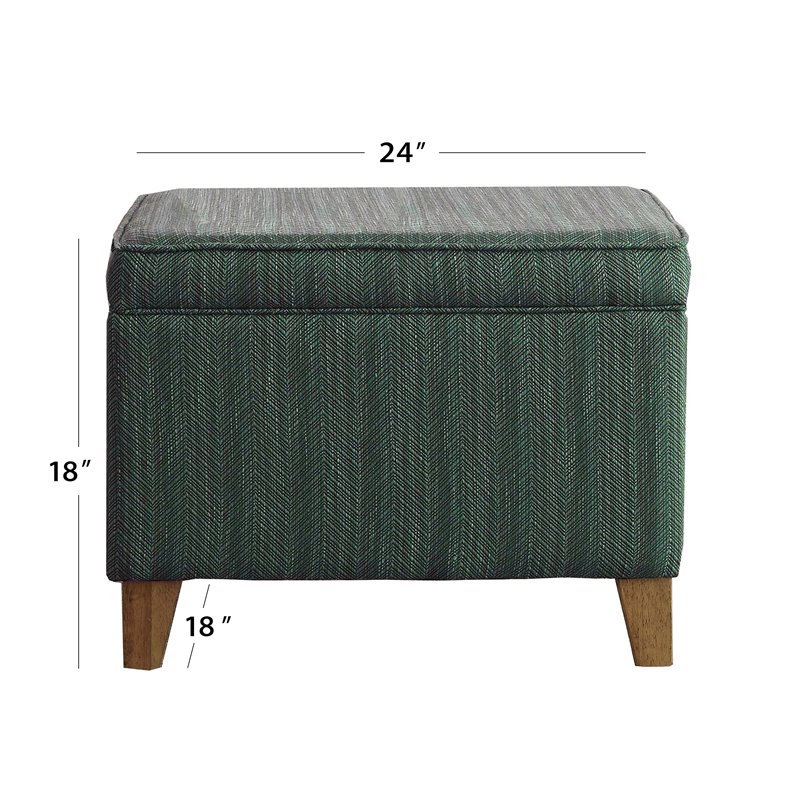HomePop Transitional Fabric Storage Ottoman in Blue and Driftwood