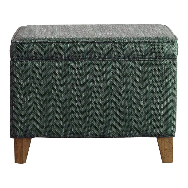 HomePop Transitional Fabric Storage Ottoman in Blue and Driftwood