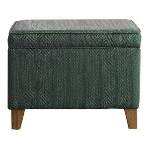 HomePop Transitional Fabric Storage Ottoman in Blue and Driftwood