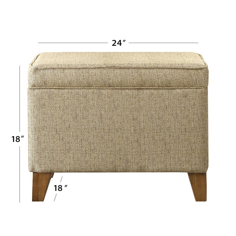 HomePop Transitional Fabric Storage Ottoman in Cream and Driftwood