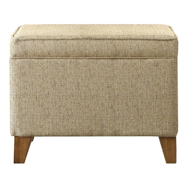HomePop Transitional Fabric Storage Ottoman in Cream and Driftwood