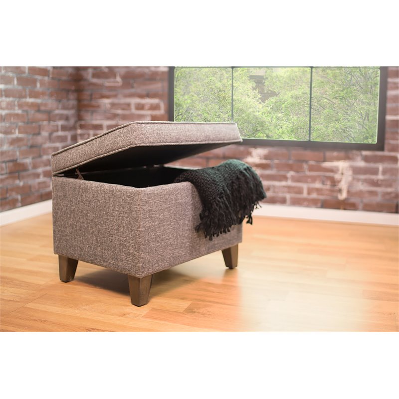 HomePop Transitional Fabric Medium Storage Ottoman with Slate Pattern in Gray