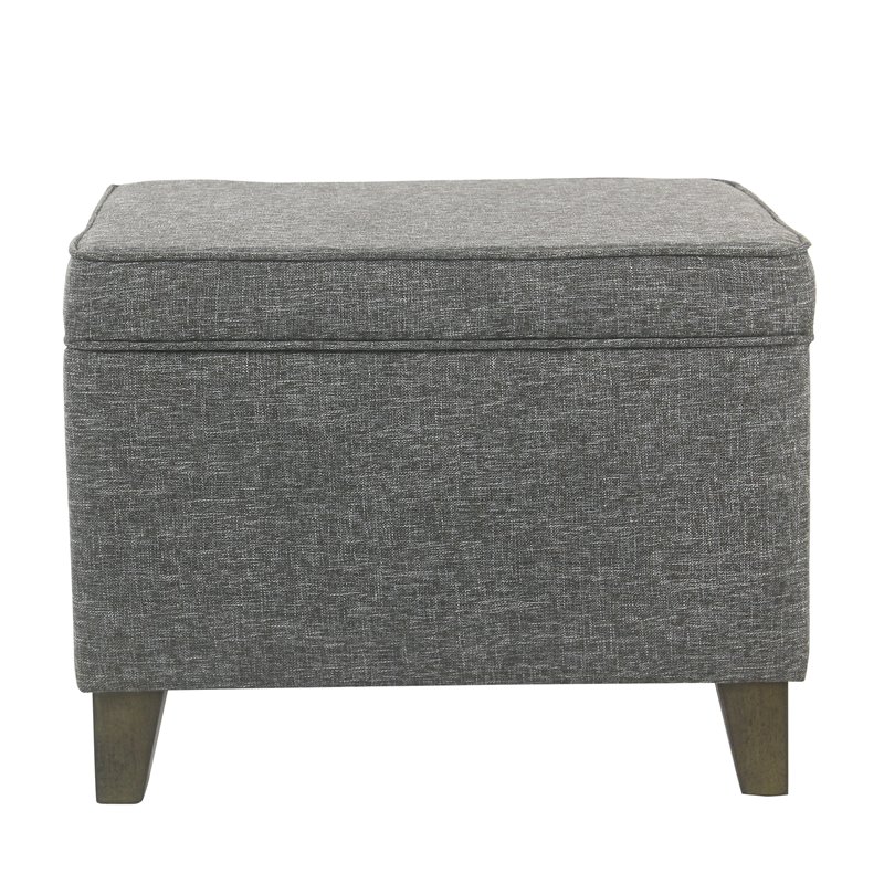 HomePop Transitional Fabric Medium Storage Ottoman with Slate Pattern in Gray