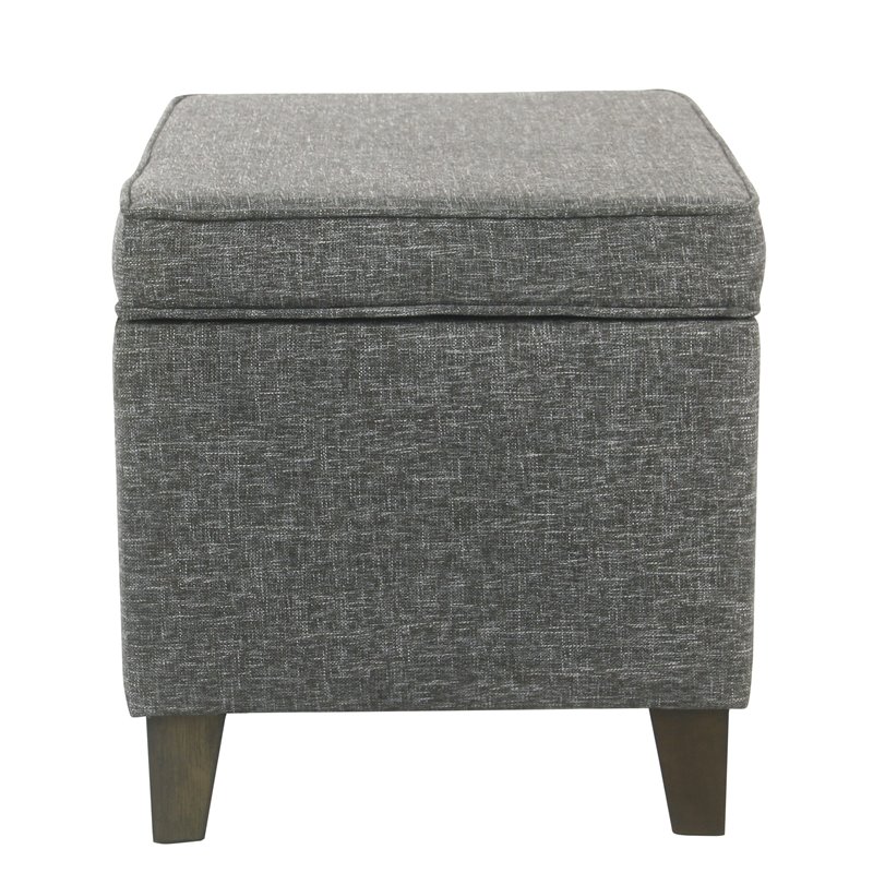 HomePop Transitional Fabric Medium Storage Ottoman with Slate Pattern in Gray