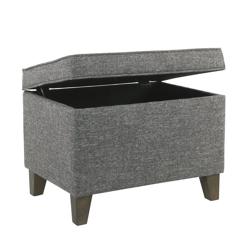HomePop Transitional Fabric Medium Storage Ottoman with Slate Pattern in Gray