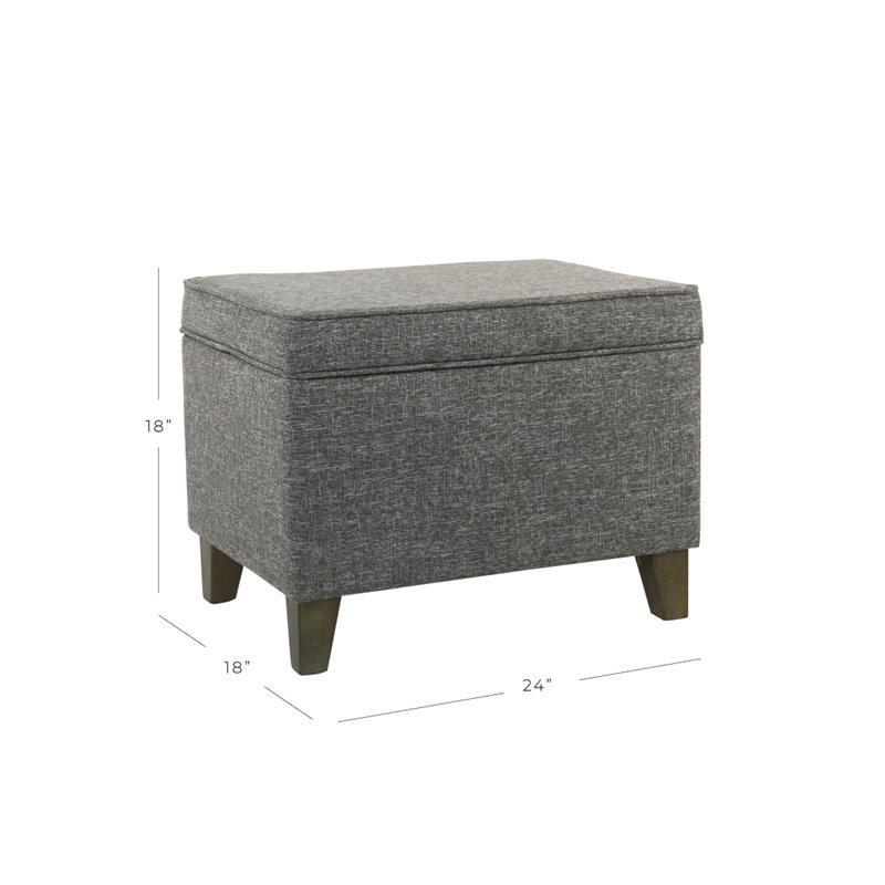 HomePop Transitional Fabric Medium Storage Ottoman with Slate Pattern in Gray