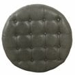 HomePop Round Traditional Wood and Faux Leather Large Storage Ottoman in Gray