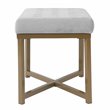 HomePop Modern Wood and Velvet Tufted Ottoman in Silver Finish