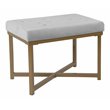 HomePop Modern Wood and Velvet Tufted Ottoman in Silver Finish