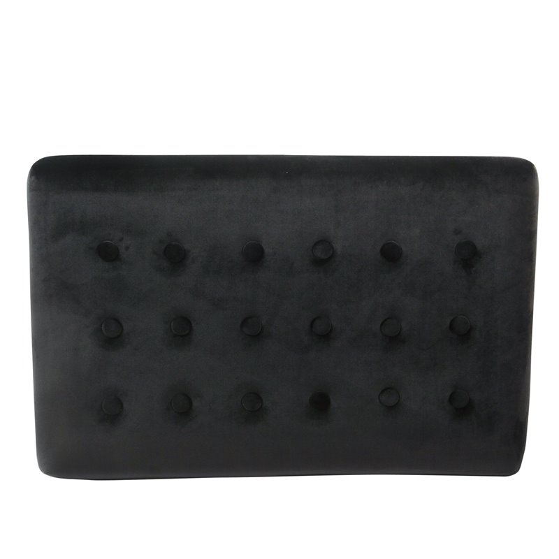HomePop Modern Wood and Velvet Tufted Ottoman in Black Finish