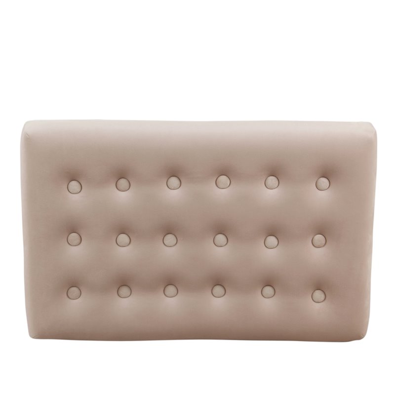 HomePop Modern Wood and Velvet Tufted Ottoman in Pink Finish