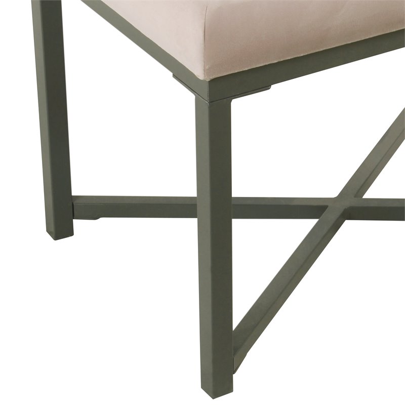 HomePop Modern Wood and Velvet Tufted Ottoman in Pink Finish