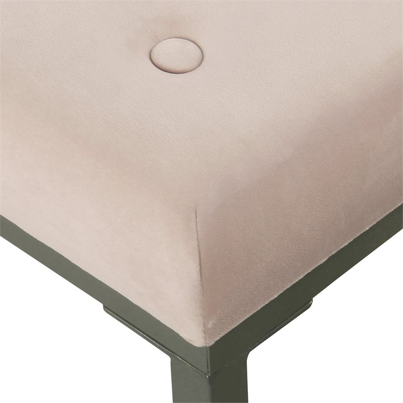 HomePop Modern Wood and Velvet Tufted Ottoman in Pink Finish