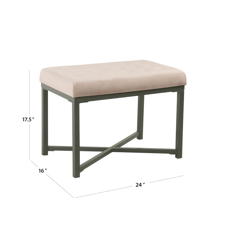 HomePop Modern Wood and Velvet Tufted Ottoman in Pink Finish