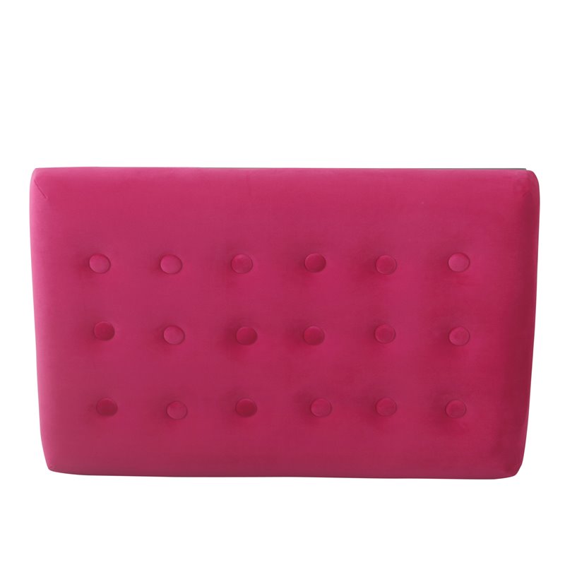 HomePop Modern Wood and Velvet Tufted Ottoman in Deep Pink Finish