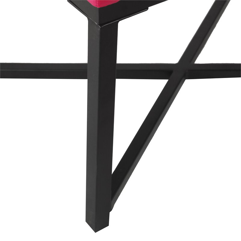 HomePop Modern Wood and Velvet Tufted Ottoman in Deep Pink Finish