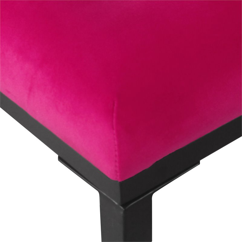 HomePop Modern Wood and Velvet Tufted Ottoman in Deep Pink Finish