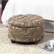 HomePop Round Traditional Fabric Paisley Pattern Large Storage Ottoman in Brown